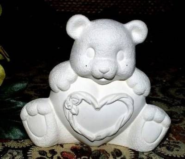 Teddies mit Herz (2) - bis 12,7 cm hoch - Schrühware