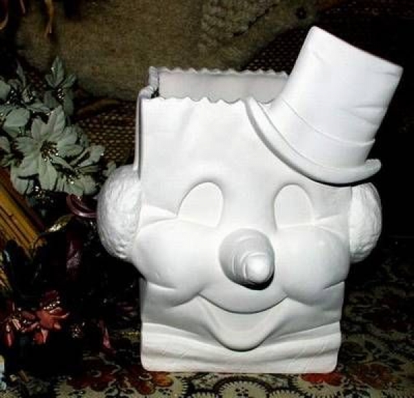 Schneemanntüte - Groß – 18 cm hoch - Schrühware