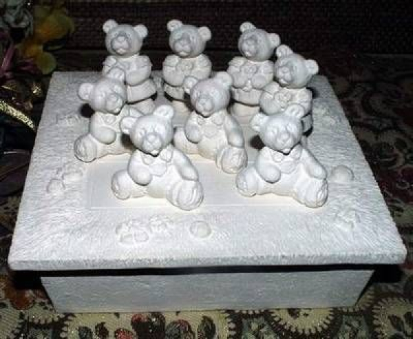 Tic Tac Toe - Spiel mit Teddys - Box 17,5 x 17,5 cm – Teddies bis 5 cm – Schrühware