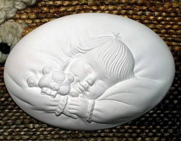 Motivplakette - Schlafendes Baby – Geburt – Taufe - Insert - Schrühware