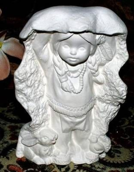 Indianerkinder im 2er-Set – März und April – bis 14 cm hoch – Schrühware