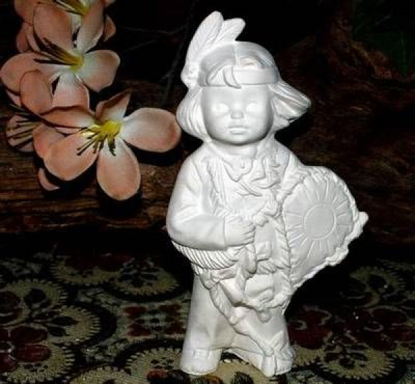 Indianerkinder im 2er-Set – März und April – bis 14 cm hoch – Schrühware