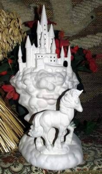 Schloss mit Einhorn - ausgeschnitten zum Beleuchten - Schrühware