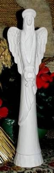 Langer Engel mit Kranz - 44 cm hoch - Schrühware