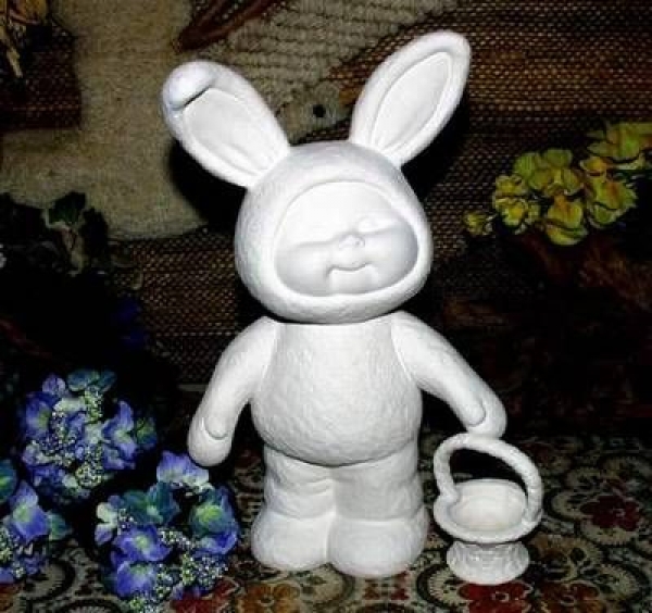 Hasenkind stehend mit Korb - 27 cm hoch – Schrühware