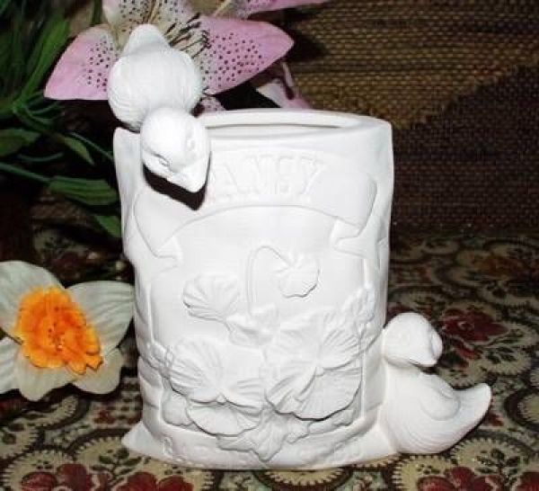 DONAS-Gießform - neu – Samentüte - 15 cm hoch – Stiefmütterchen mit Enten - USA