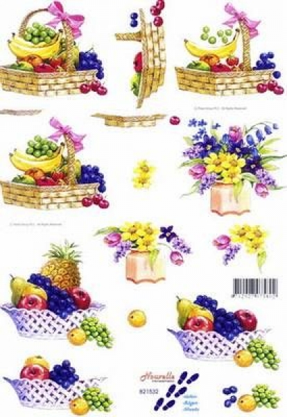 0589 - LeSuh - 3-D-Bogen - DIN A4 - 21 x 29,7 cm -  Früchtekorb