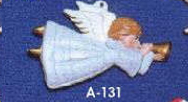 ALBERTAS–Gießform – neu – Engeljunge mit Posaune – Ornament – Hänger – 9,2 cm – Design auf Vorder-​ und Rückseite