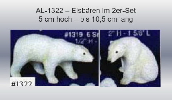 Eisbären im 2er-Set – 5 cm hoch – bis 10,5 cm lang – Schrühware