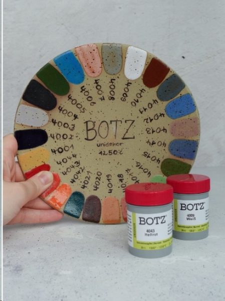 Unidekor-Farben im 6er-Set – glänzend - 200 ml – Unidekor-Farben von BOTZ - Brennbereich 1.000 bis 1.280 °C