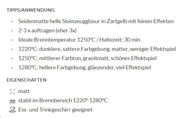 Wüstengelb – seidenmatt – 800 ml – Steinzeug-Glasur von BOTZ - Brennbereich 1.220 bis 1.280 °C