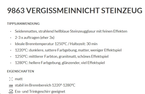 Vergissmeinnicht – seidenmatt – 800 ml – Steinzeug-Glasur von BOTZ - Brenntemperatur 1.220 bis 1.280 °C