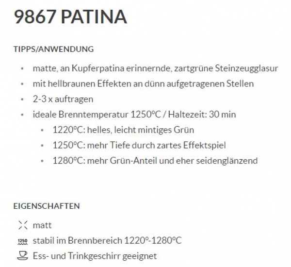 Patina – matt – Patina – 200 ml – Steinzeug-Glasur von BOTZ