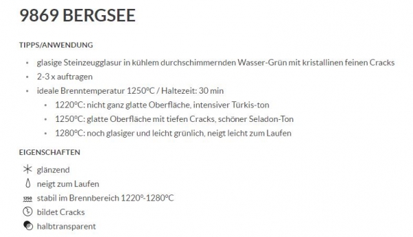 Bergsee – glänzend – Mountain Lake – 800 ml – Steinzeug-Glasur von BOTZ
