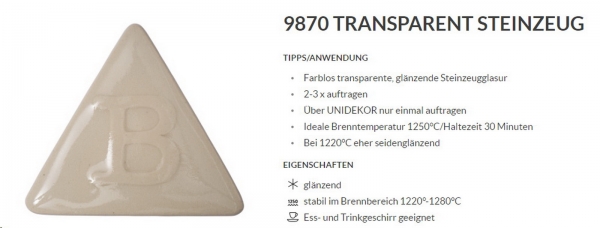 Transparent – farblos – glänzend - 800 ml – Steinzeug-Glasur von BOTZ