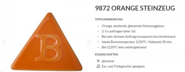 Orange – glänzend - 200 ml – Steinzeug-Glasur von BOTZ