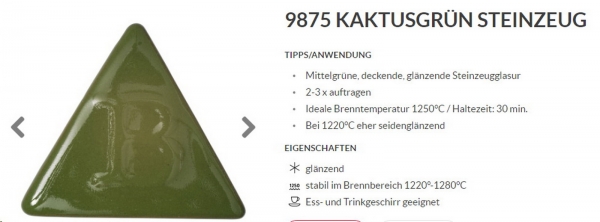 Kaktusgrün – glänzend - 200 ml – Steinzeug-Glasur von BOTZ