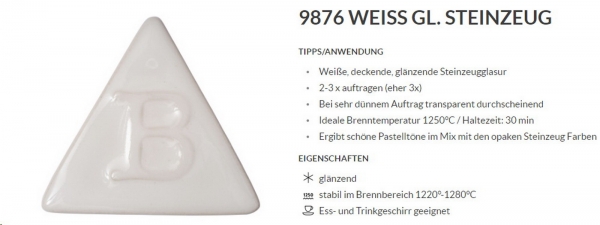 Weiß – glänzend - 200 ml – Steinzeug-Glasur von BOTZ