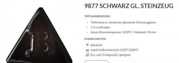 Schwarz – glänzend – 800 ml – Steinzeug-Glasur von BOTZ