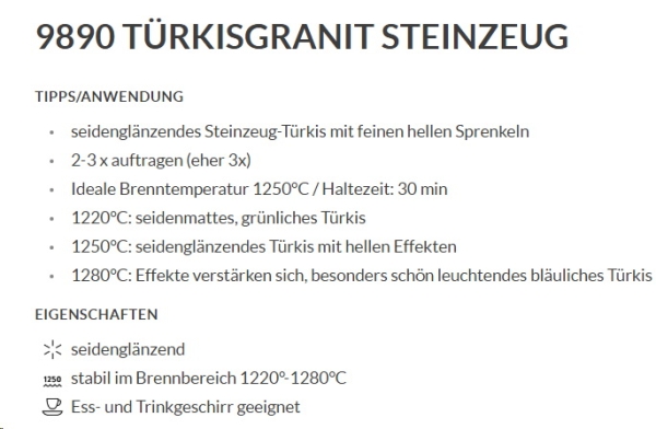 Türkisgranit – seidenglänzend – 800 ml – Steinzeug-Glasur von BOTZ - Brennbereich 1.220 bis 1.280 °C