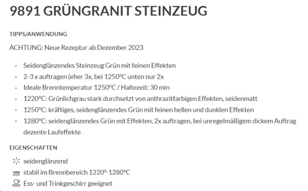 Grüngranit – seidenglänzend – 800 ml – Steinzeug-Glasur von BOTZ - Brenntemperatur 1.220 bis 1.280 °C
