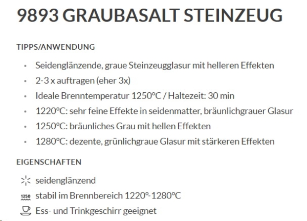 Graubasalt – seidenglänzend – 800 ml – Steinzeug-Glasur von BOTZ - Brennbereich 1.220 bis 1.280 °C