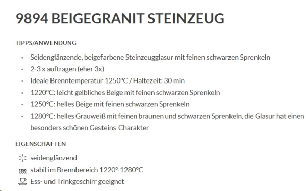 Beigegranit – seidenglänzend - 200 ml – Steinzeug-Glasur von BOTZ - Brennbereich 1.220 bis 1.280 °C