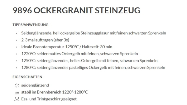 Ockergranit – seidenglänzend – 800 ml – Steinzeug-Glasur von BOTZ - Brennbereich 1.220 bis 1.280 °C