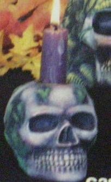 Totenkopf-Kerzenhalter  – 10 cm hoch – Schrühware - Sonderangebot