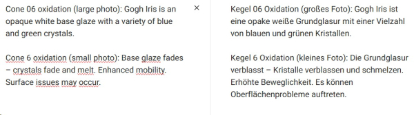 CG-1001 – Gogh Iris - MAYCO Jungle Gems ® – Kristallglasur – NONTOXIC – 1.000 bis 1.045 °C - Cone 06 bis Cone 05 – 4oz = 118 ml