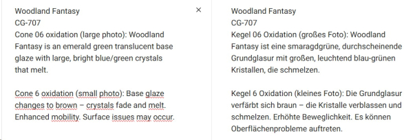 CG-707 – Woodland Fantasy – MAYCO Jungle Gems ® – Kristallglasur – NONTOXIC – 1.000 bis 1.045 °C - Cone 06 bis Cone 05 – 16oz = 472 ml