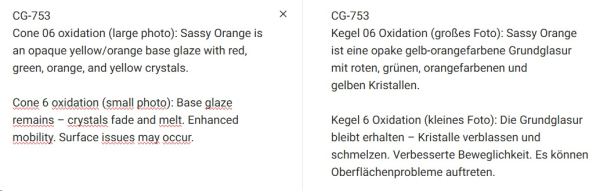 CG-753 – Sassy Orange - MAYCO Jungle Gems ® – Kristallglasur – NONTOXIC – 1.000 bis 1.045 °C - Cone 06 bis Cone 05 – 16oz = 472 ml