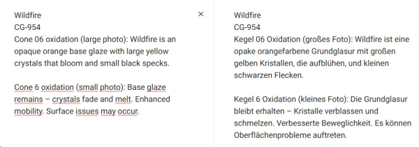 CG-954 – Wildfire –  MAYCO Jungle Gems ® – Kristallglasur – NONTOXIC – 1.000 bis 1.045 °C - Cone 06 bis Cone 05 – 16oz = 472 ml