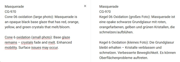 CG-970 – Masquerade – MAYCO Jungle Gems ® – Kristallglasur – NONTOXIC – 1.000 bis 1.045 °C - Cone 06 bis Cone 05 – 16oz = 472 ml