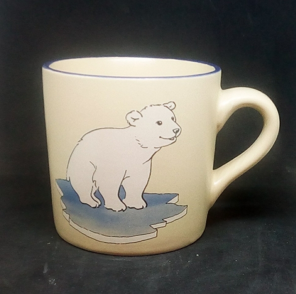 Keramik-Tasse  - Becher mit Wunschtext – Motiv: 1 x Eisbär auf Scholle