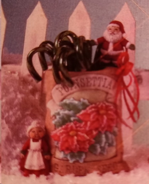 Samentüte - 15 cm hoch – Poinsettia mit Santa-Paar – Schrühware