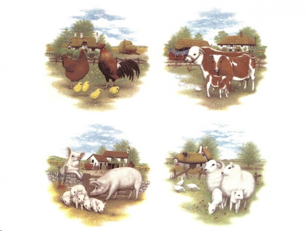 Decals – Bauernhof-Tiere im 4er-Set – je 50 mm – DISC