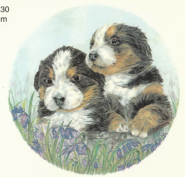 Keramik-Tasse  - Becher mit Wunschname – Motiv: 1 x Hunde – Welpen – DISC