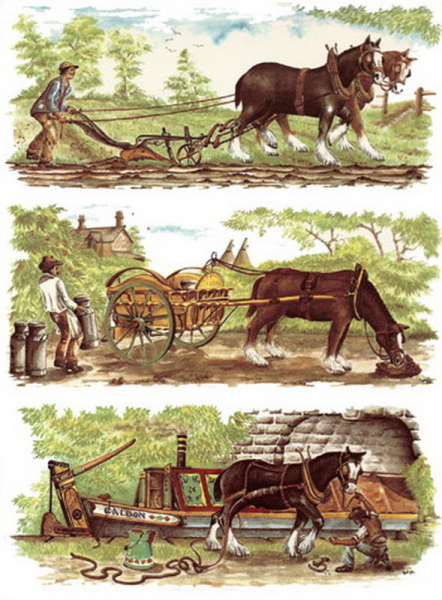 Decals im 3er-Set – Working Horses – 21 x 9 cm – für Tassen und Becher -