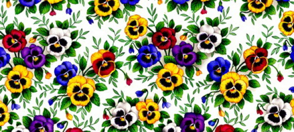 Decal – Chintzabschnitt – Pansy – Stiefmütterchen (Blüte ca. 2,5 cm) – 22 x 12,5 cm