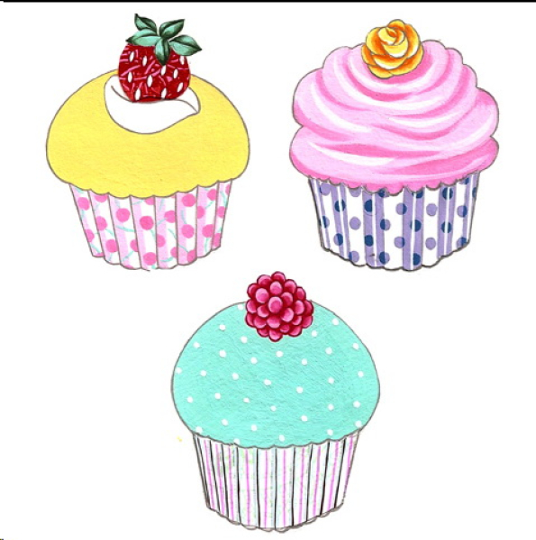 Decals im 3er-Set – Cup Cakes – je 75 mm – DISC