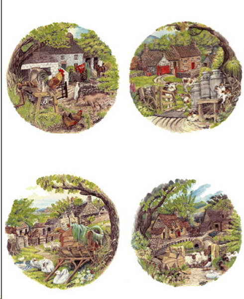 Decals im 4er-Set – Farmyard Scenes – je 50 mm – DISC