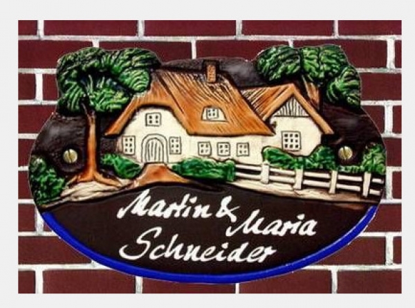 Keramik-Türschild – braun – Handarbeit - 17 x 12 cm – Landhaus
