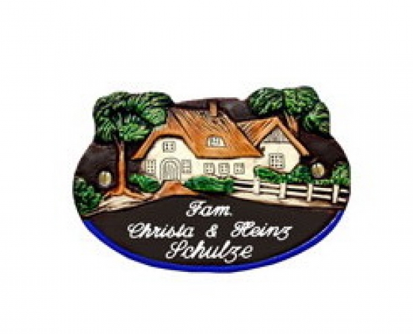 Keramik-Türschild – braun – Handarbeit - 17 x 12 cm – Landhaus