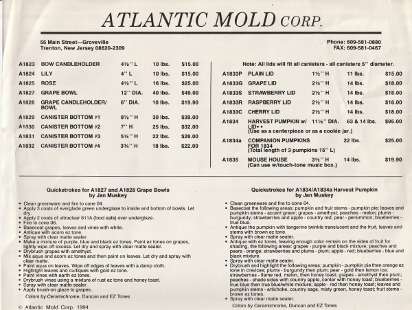 Flyer 001 von ATLANTIC  – mit Malanleitung - Gießformen nicht lieferbar