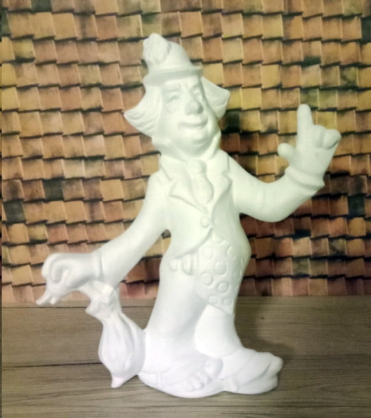 Clown mit Schirm – Thin Clown – 28 cm hoch – Schrühware – Einzelstück