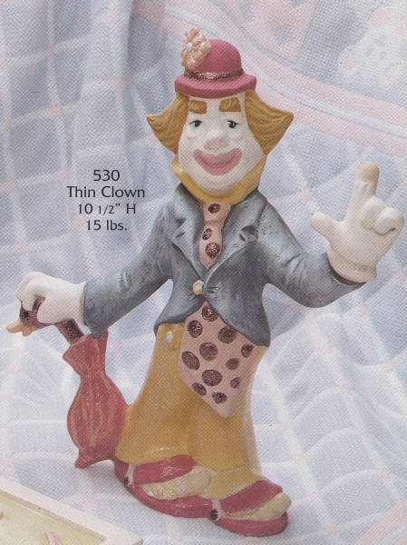 Clown mit Schirm – Thin Clown – 28 cm hoch – Schrühware – Einzelstück