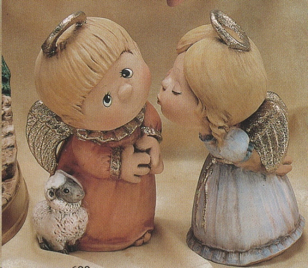 Engelpaar – Tender Tot Boy & Girl Angels – je18 cm hoch – Schrühware
