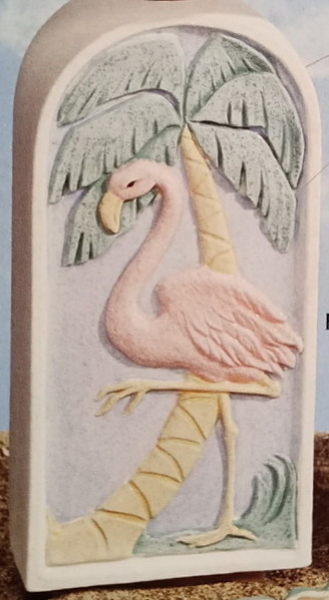 Deko – Flamingo-Bild – Motiv auf beiden Seiten – 30 cm hoch - Schrühware
