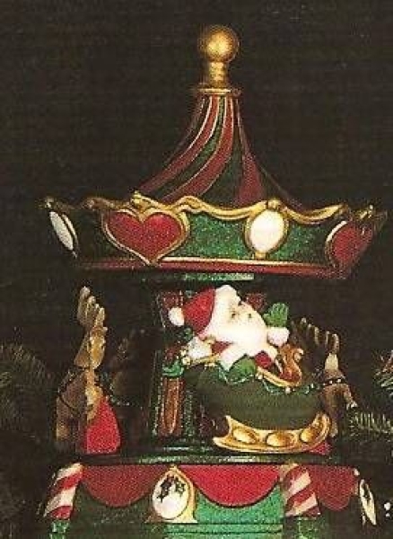 Weihnachts-Spieluhr – Karussel mit Santa und Rentier – 30 cm hoch -  22 cm Ø  – Schrühware